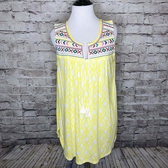Anthropologie One September Yellow Boho Tassel Top - Picture 2 of 12